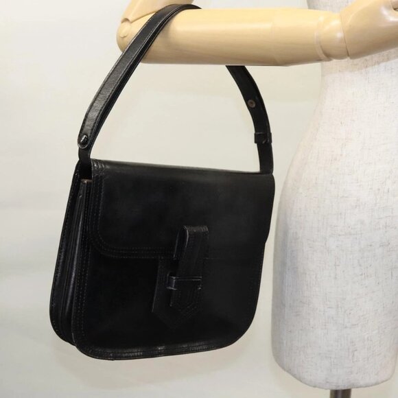 SAINT LAURENT Shoulder Bag Leather Black Auth - Picture 1 of 16